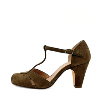 Mulberry Suede T-Strap Heels