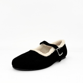 Elka Shearling-Lined Mary Jane Flats