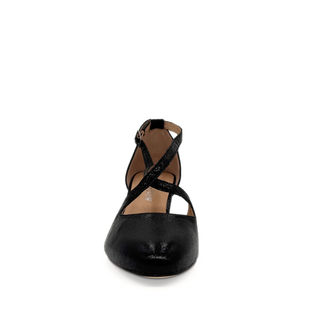 Oren Metallic Cross-Strap Block Heel Pumps